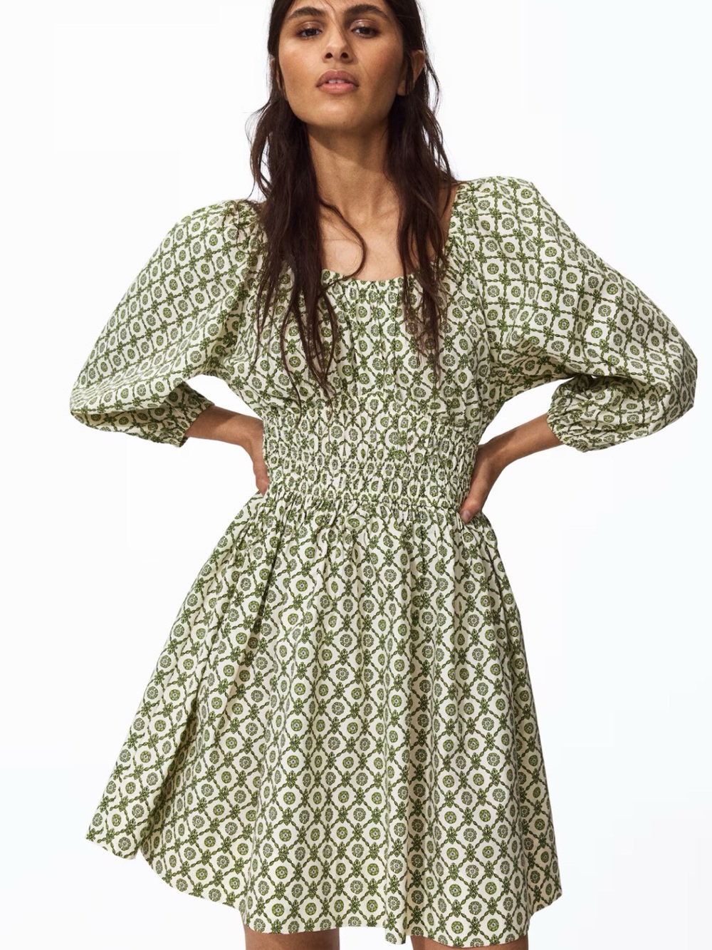 NWT 2026 H&M Flared-Skirt Cotton Dress
